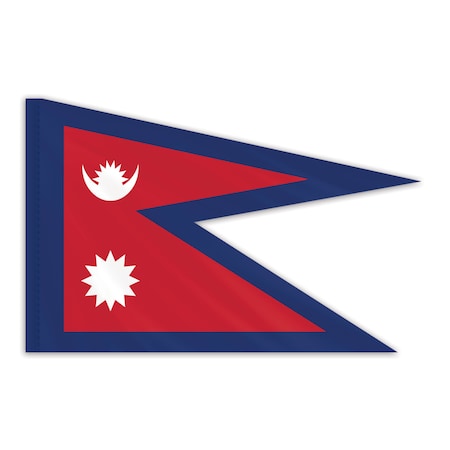 Nepal Indoor Nylon Flag 3'x5' With Gold Fringe